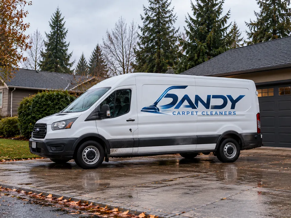 Sandy Carpet Cleaners van parked in a driveway